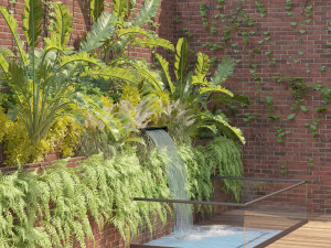 Garden Greenwall with Fountain 3D Model
