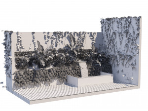 Garden Greenwall with Fountain 3D Model