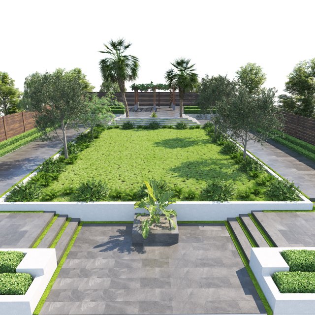 Private Park Landscape 3d exterior scene 3D 모델 .c4d .max .obj .3ds .fbx .stl .blend 