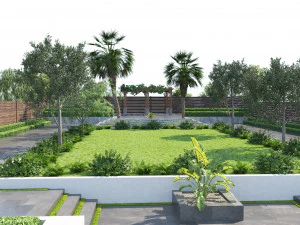 Private Park Landscape 3d exterior scene 3D Model