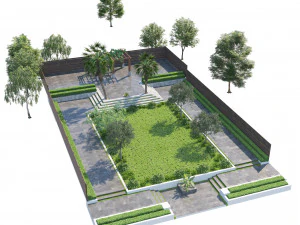 Private Park Landscape 3d exterior scene 3D Model