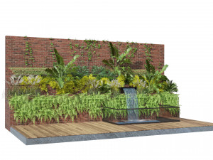 Garden Greenwall with waterfall v02 3D Model