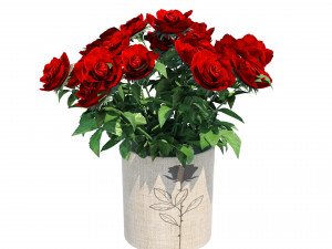 Red rose flower vases 3D Модель