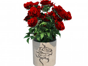 Red rose flower vases 3D Модель