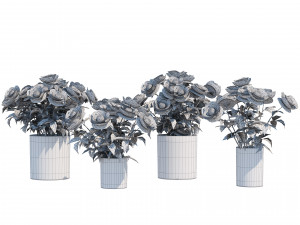 Red rose flower vases 3D Модель