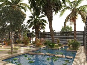 Arabic desert oasis garden - Waha 3D Model