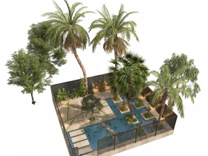 Arabic desert oasis garden - Waha 3D Model