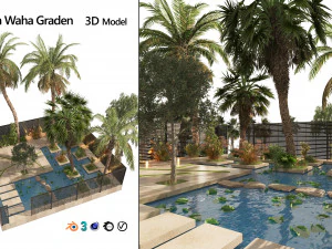 Arabic desert oasis garden - Waha 3D Model
