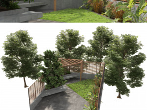 Pergola yard garden 3D-Modell