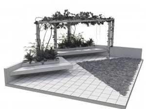 Crape vine pergola backyard 3D Model