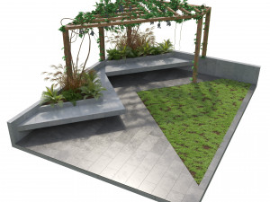 Crape vine pergola backyard 3D 模型