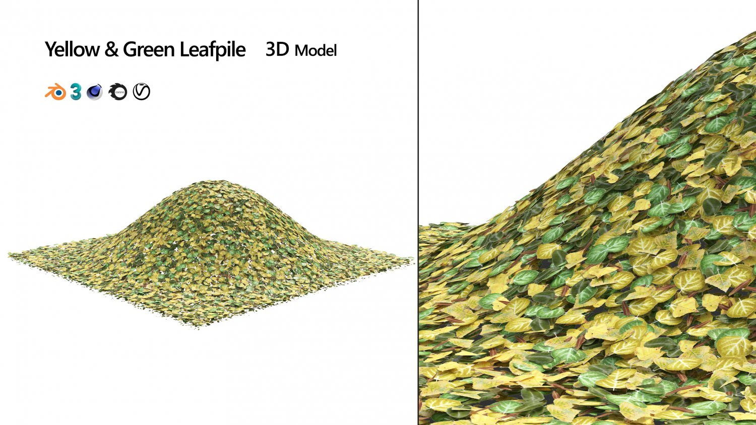Pilha de folhas amarelas e verdes Modelo 3D .c4d .max .obj .3ds .fbx .stl .blend 