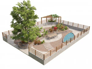 Classic garden landscape 3D Model