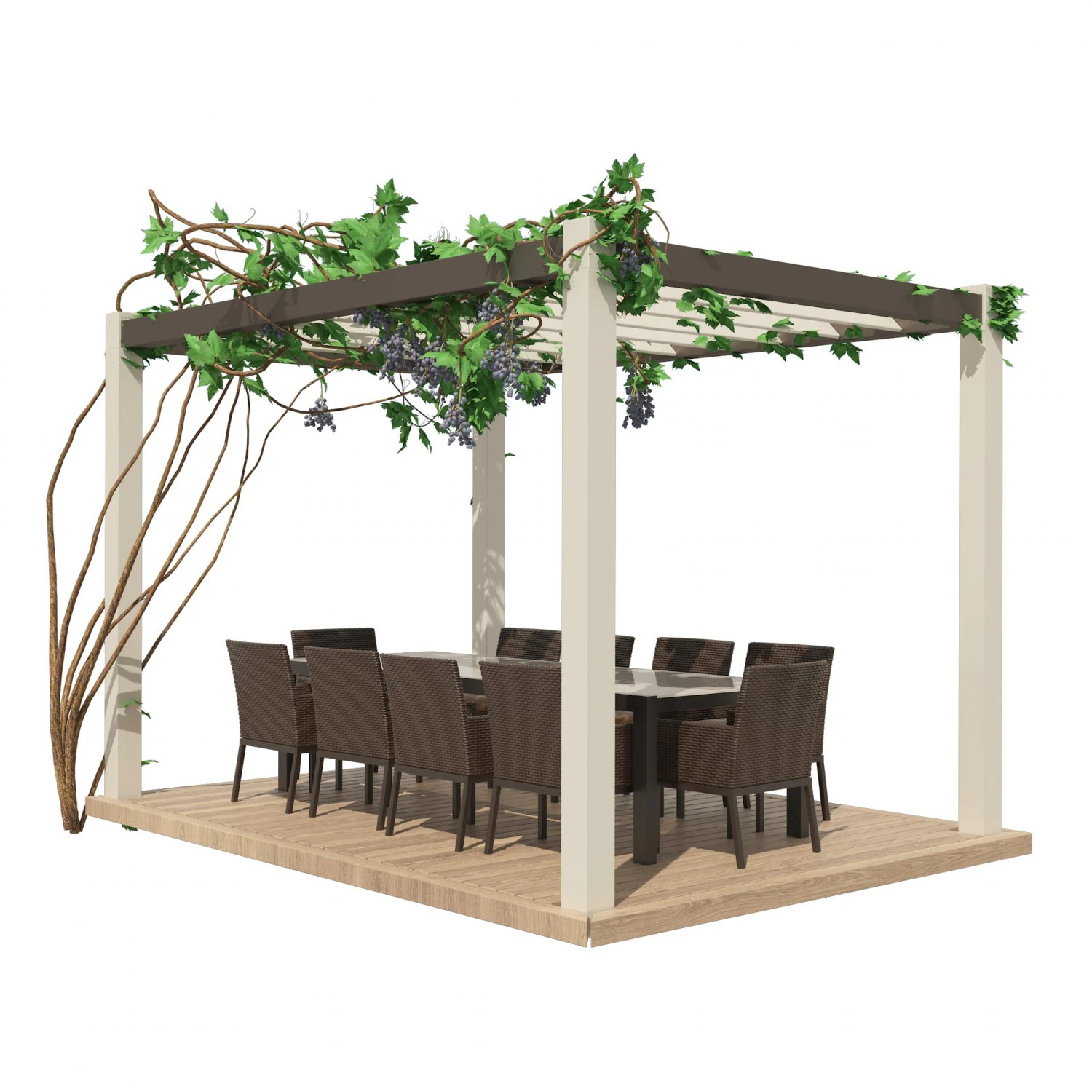 Modern pergola with climber grapevine 3D Model .c4d .max .obj .3ds .fbx .stl .blend 