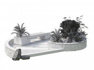 Spiral landscape bench with flower planter Modello 3D