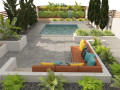 Modern backyard with pool 3D Model