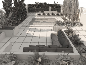 Modern backyard with pool 3D Модель