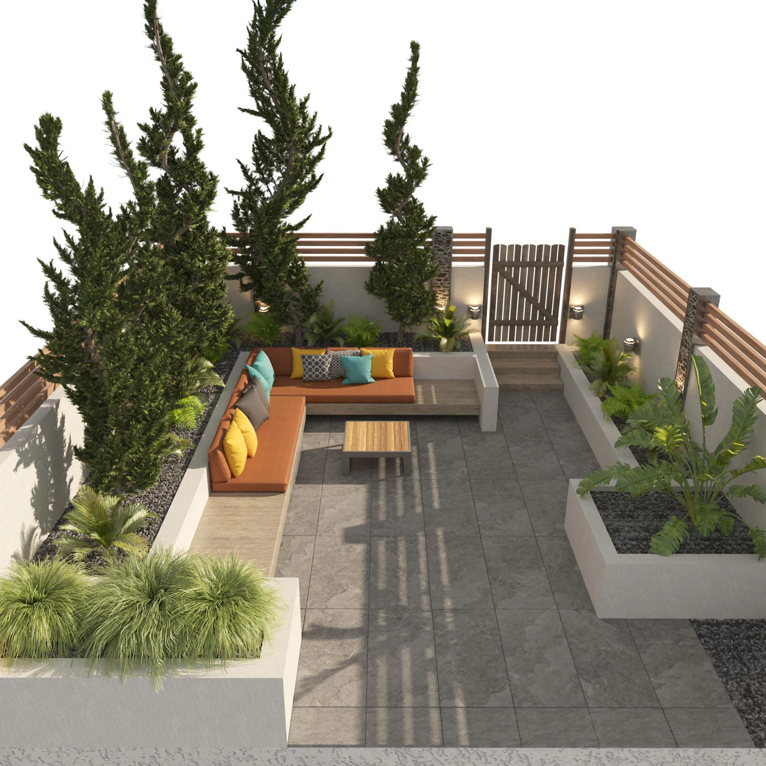 Garden bench with greenery 3D Model .c4d .max .obj .3ds .fbx .stl .blend