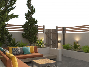 Garden bench with greenery Modèle 3D