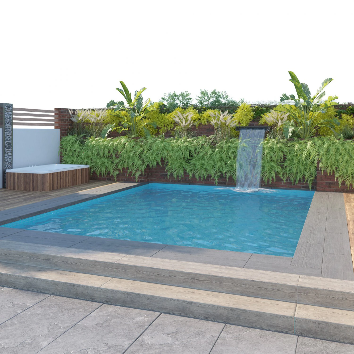 Garden pool with landscape 3D Model .c4d .max .obj .3ds .fbx .stl .blend