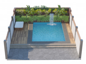 Garden pool with landscape 3D-Modell