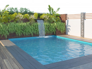 Garden pool with landscape 3D-Modell