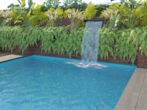 Garden pool with landscape 3D-Modell