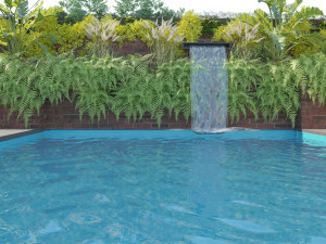 Garden pool with landscape 3D-Modell