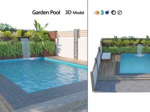 Garden pool with landscape 3D-Modell