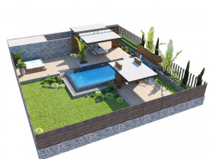 Private Park Environment with pool 3D Модель