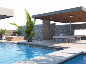 Private Park Environment with pool 3D Модель
