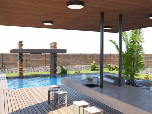 Private Park Environment with pool 3D Модель