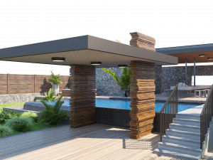 Private Park Environment with pool 3D Модель