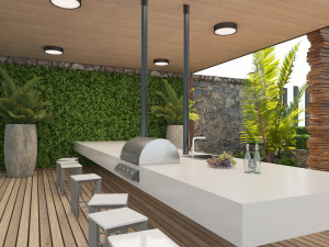 Rooftop Terrace with greenery plants Model 3D