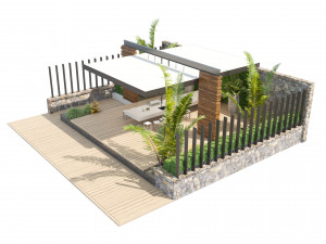 Rooftop Terrace with greenery plants Model 3D