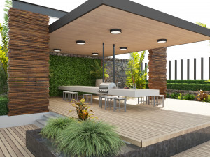 Rooftop Terrace with greenery plants Model 3D