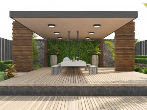 Rooftop Terrace with greenery plants Model 3D