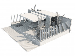 Rooftop Terrace with greenery plants Model 3D