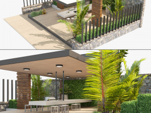 Rooftop Terrace with greenery plants Model 3D