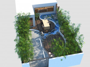 House front garden with pool and parking 3Dモデル