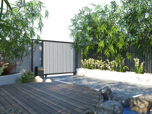 House front garden with pool and parking 3D Model
