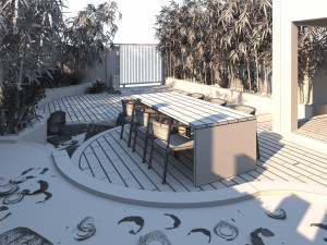 House front garden with pool and parking Model 3D