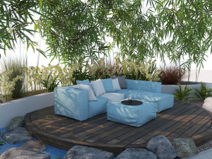Garden deck with outdoor furniture 3D 모델