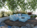 Garden deck with outdoor furniture 3D 모델