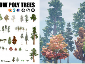 45 low poly trees collection pack 3D Model