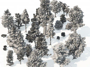 45 low poly trees collection pack 3D Model