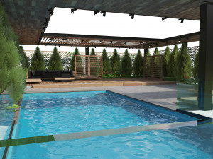 Roof Garden with suspended pool Modello 3D
