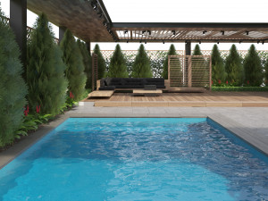 Roof Garden with suspended pool Modello 3D