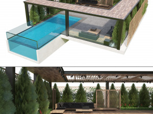 Roof Garden with suspended pool Modello 3D