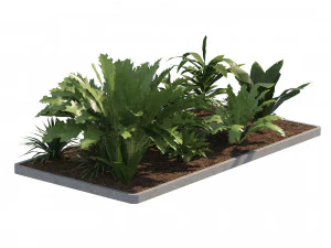 低ポリ熱帯植物のグループ化 3Dモデル